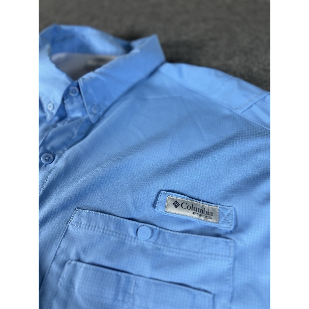 Columbia PFG Fishing Shirt Mens XL /TG Blue Omni-Shade Long Sleeve Button Down
